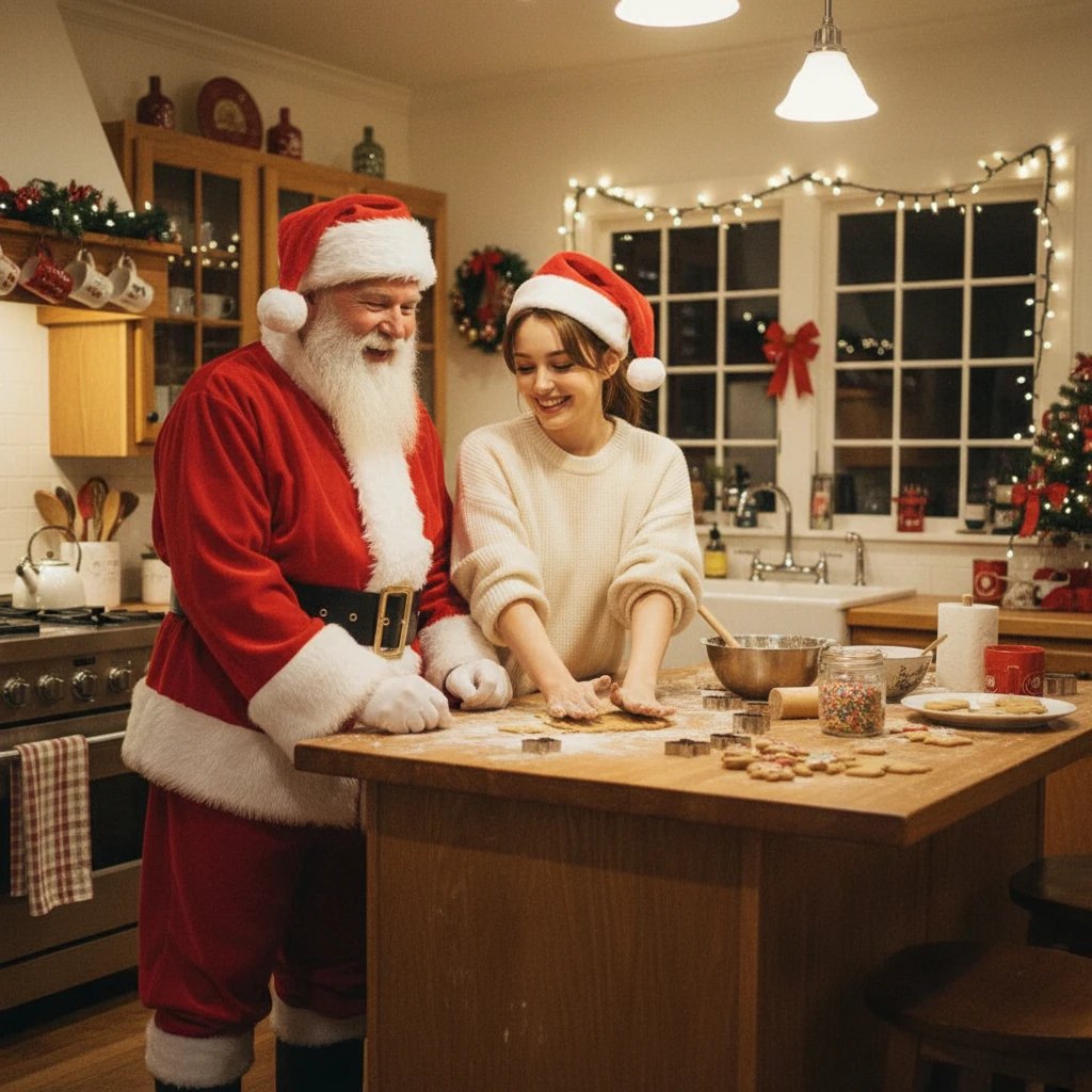 AI Christmas Photo Generator Style: Make Cookies with Santa
