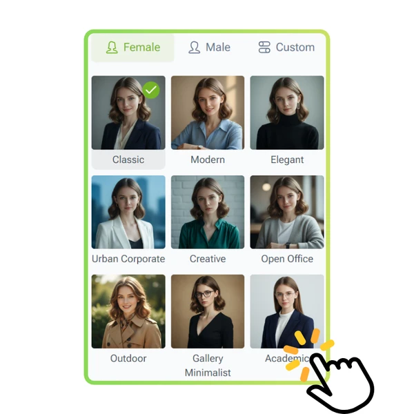 AI Business Photo Generator - Step 2: Choose a Style or Enter a Custom Prompt