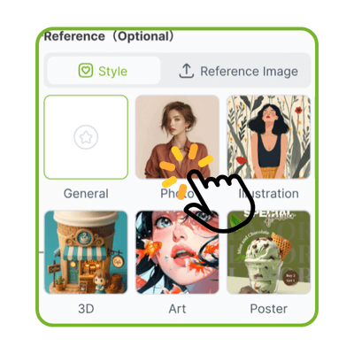 AI Image Generator - Step 2: Choose Style or Upload Reference
