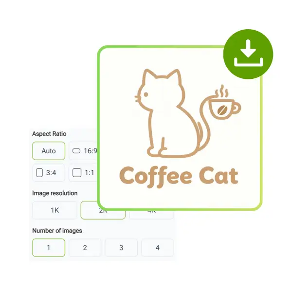 AI Logo Generator: Step 3: Set Size, Resolution, Quantity and Generate