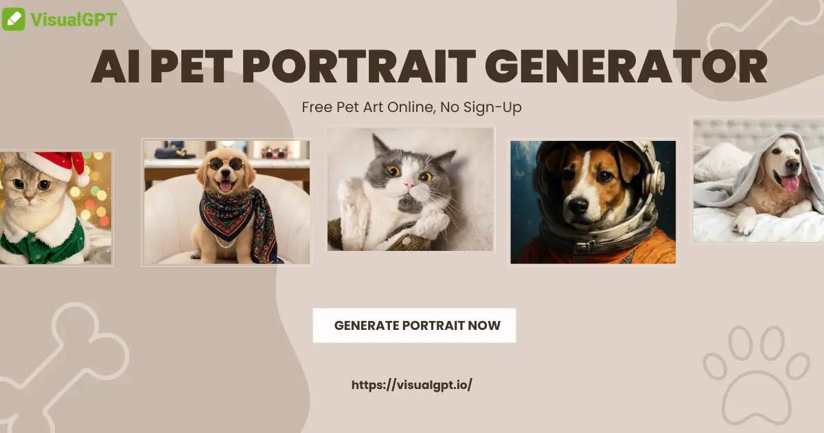 AI Pet Portrait Generator – Free Pet Art Online, No Sign-Up