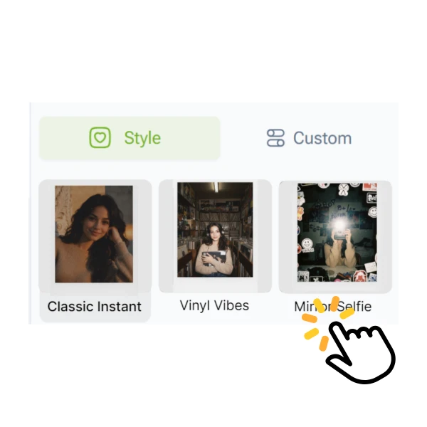 AI Polaroid Photo Generator - Step 2:Pick a Style or Add a Prompt