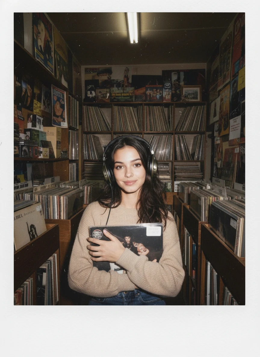 AI Polaroid Photo Generator Style: Vinyl Vibes