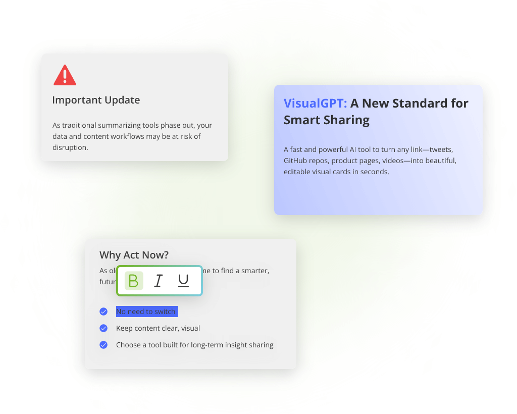 Editable card content interface - VisualGPT