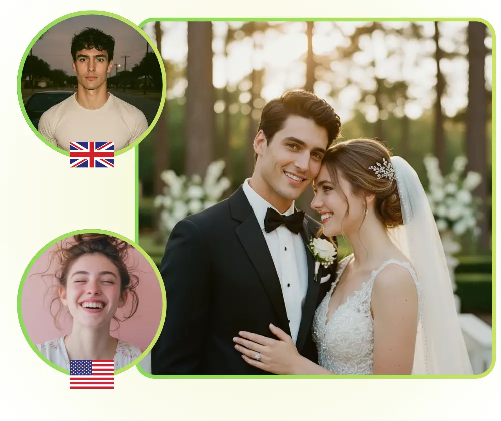 Generador de Fotos de Boda con IA: Genera Fotos de Boda para Parejas a Distancia