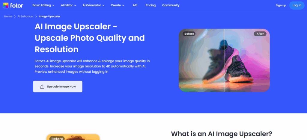 Fotor – Comprehensive Online Image Upscaler